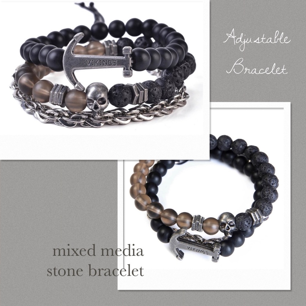 Men's Mixed-Media Stone Bracelet is the perfect accessory show a bold fashion